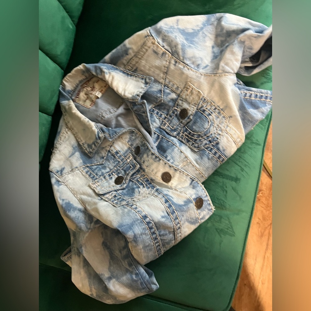 True religion tie dye jean jacket size small
